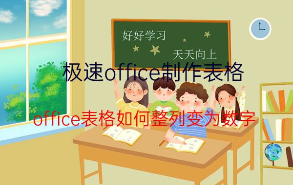 极速office制作表格 office表格如何整列变为数字？